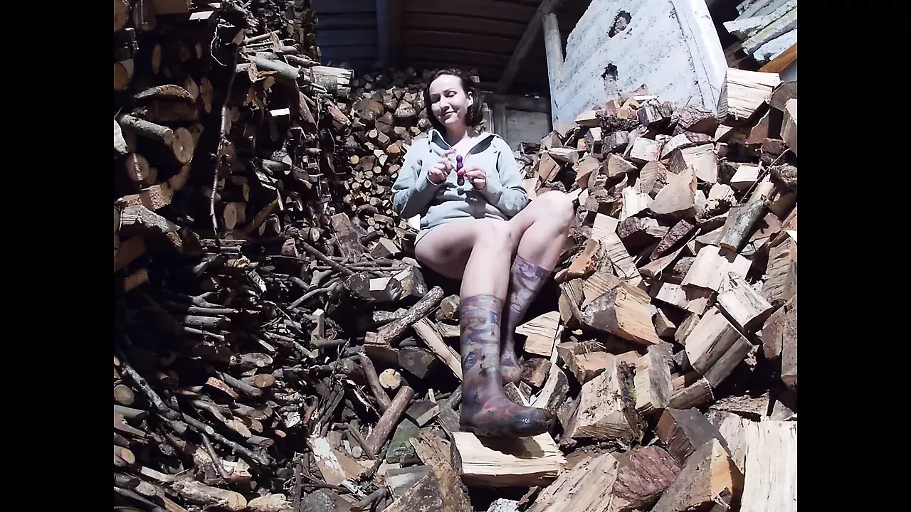 Farmer Wife Masturbates in the wood shed watch online image